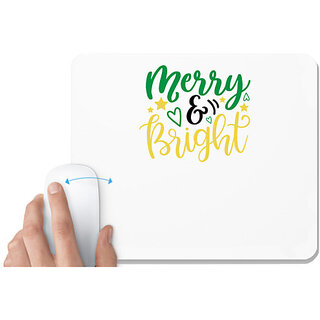                       UDNAG White Mousepad 'Christmas | merry and bright' for Computer / PC / Laptop [230 x 200 x 5mm]                                              