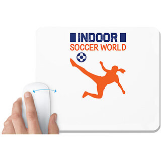                       UDNAG White Mousepad 'Football | Indoor' for Computer / PC / Laptop [230 x 200 x 5mm]                                              