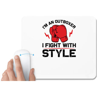                       UDNAG White Mousepad 'Boxing | I'm an' for Computer / PC / Laptop [230 x 200 x 5mm]                                              
