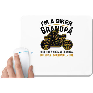                       UDNAG White Mousepad 'Grand Father | I'm a biker' for Computer / PC / Laptop [230 x 200 x 5mm]                                              