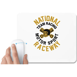                       UDNAG White Mousepad 'Racing | National' for Computer / PC / Laptop [230 x 200 x 5mm]                                              