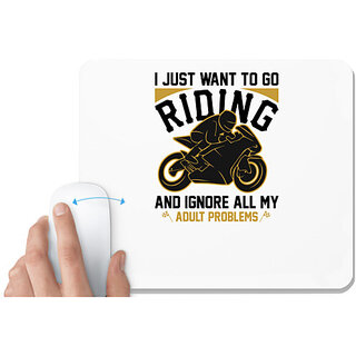                       UDNAG White Mousepad 'Riding | I just' for Computer / PC / Laptop [230 x 200 x 5mm]                                              