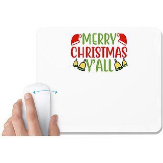                       UDNAG White Mousepad 'Christmas | merry chrismas yalll' for Computer / PC / Laptop [230 x 200 x 5mm]                                              