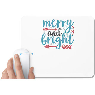                       UDNAG White Mousepad 'Christmas | merry and bright4' for Computer / PC / Laptop [230 x 200 x 5mm]                                              
