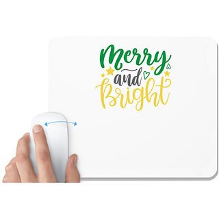                       UDNAG White Mousepad 'Christmas | merry and bright2' for Computer / PC / Laptop [230 x 200 x 5mm]                                              