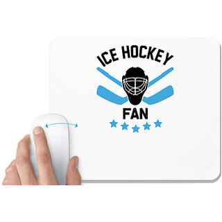                       UDNAG White Mousepad 'Hockey | Ice Hockey' for Computer / PC / Laptop [230 x 200 x 5mm]                                              