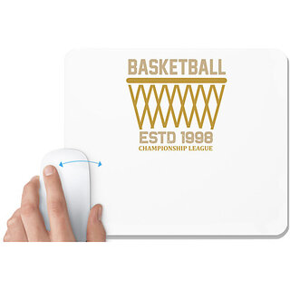                       UDNAG White Mousepad 'Basketball | Basketball estd' for Computer / PC / Laptop [230 x 200 x 5mm]                                              