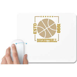                       UDNAG White Mousepad 'Basketball | Estd 1998' for Computer / PC / Laptop [230 x 200 x 5mm]                                              