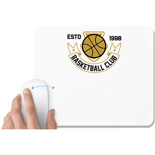                       UDNAG White Mousepad 'Basketball | Estd' for Computer / PC / Laptop [230 x 200 x 5mm]                                              