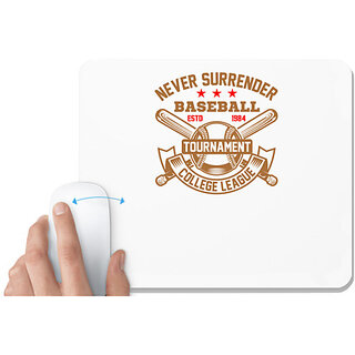                       UDNAG White Mousepad 'Baseball | Never' for Computer / PC / Laptop [230 x 200 x 5mm]                                              