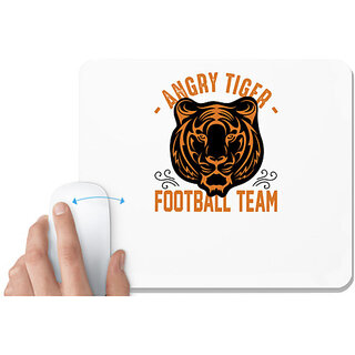                       UDNAG White Mousepad 'Football | Angry tiger' for Computer / PC / Laptop [230 x 200 x 5mm]                                              