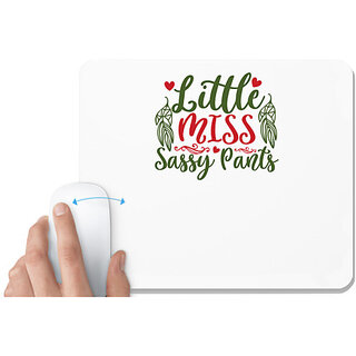                       UDNAG White Mousepad 'Christmas | Little miss sassy pants' for Computer / PC / Laptop [230 x 200 x 5mm]                                              