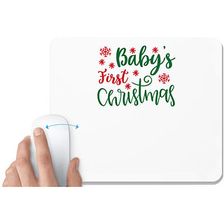                       UDNAG White Mousepad 'Christmas | babys first christmas' for Computer / PC / Laptop [230 x 200 x 5mm]                                              