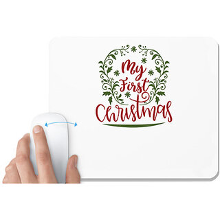                       UDNAG White Mousepad 'Christmas | my first christmas' for Computer / PC / Laptop [230 x 200 x 5mm]                                              