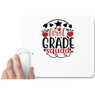                       UDNAG White Mousepad 'Teacher Student | 1st grade squad' for Computer / PC / Laptop [230 x 200 x 5mm]                                              