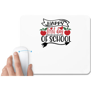                       UDNAG White Mousepad 'Teacher Student | happy first day of school' for Computer / PC / Laptop [230 x 200 x 5mm]                                              
