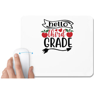                       UDNAG White Mousepad 'Teacher Student | hello third grade,' for Computer / PC / Laptop [230 x 200 x 5mm]                                              