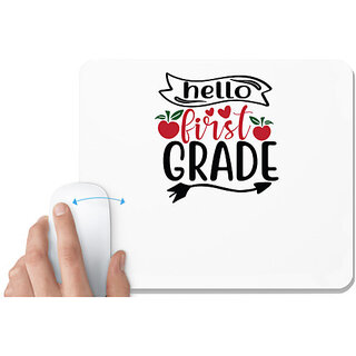                       UDNAG White Mousepad 'Teacher Student | hello 1st grade' for Computer / PC / Laptop [230 x 200 x 5mm]                                              