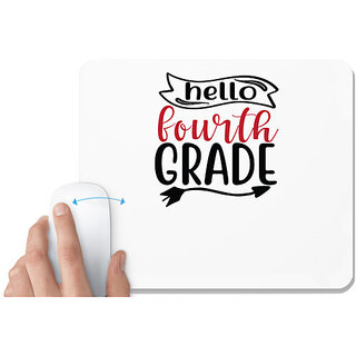                      UDNAG White Mousepad 'Teacher Student | hello fourth grade,' for Computer / PC / Laptop [230 x 200 x 5mm]                                              