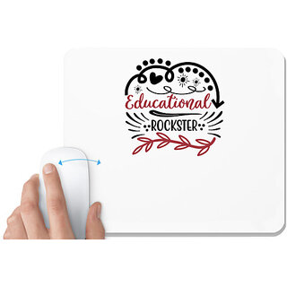                       UDNAG White Mousepad 'Teacher Student | educational rockster' for Computer / PC / Laptop [230 x 200 x 5mm]                                              