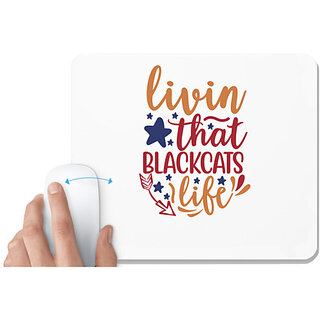                       UDNAG White Mousepad 'Black Cats | Livin that blackcats life' for Computer / PC / Laptop [230 x 200 x 5mm]                                              