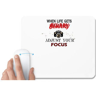                       UDNAG White Mousepad 'Camerman | When Life gets blurry adjust your focus' for Computer / PC / Laptop [230 x 200 x 5mm]                                              