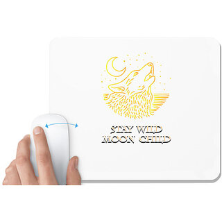                       UDNAG White Mousepad 'Wild | Stay Wild moon child' for Computer / PC / Laptop [230 x 200 x 5mm]                                              