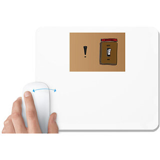                       UDNAG White Mousepad 'Emotion plug | Emotion off on' for Computer / PC / Laptop [230 x 200 x 5mm]                                              