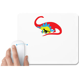                       UDNAG White Mousepad 'Dinosour | Ilustration' for Computer / PC / Laptop [230 x 200 x 5mm]                                              