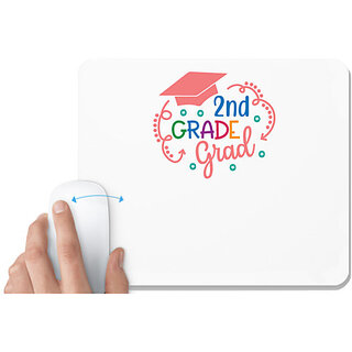 UDNAG White Mousepad 'Teacher Student | 2nd grade grad' for Computer / PC / Laptop [230 x 200 x 5mm]