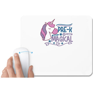                       UDNAG White Mousepad 'Teacher Student | pre -k is magical' for Computer / PC / Laptop [230 x 200 x 5mm]                                              