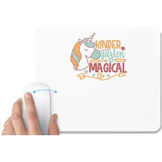                       UDNAG White Mousepad 'Teacher Student | kinder garten is magical' for Computer / PC / Laptop [230 x 200 x 5mm]                                              