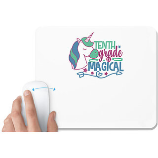                       UDNAG White Mousepad 'Teacher Student | 10th grade is magical' for Computer / PC / Laptop [230 x 200 x 5mm]                                              