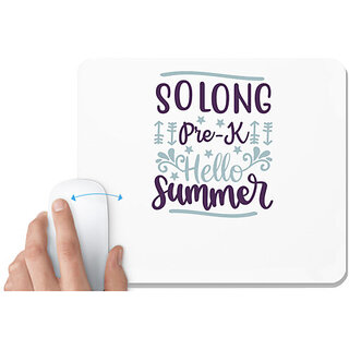                       UDNAG White Mousepad 'Teacher Student | Solong pre-k hello summer' for Computer / PC / Laptop [230 x 200 x 5mm]                                              