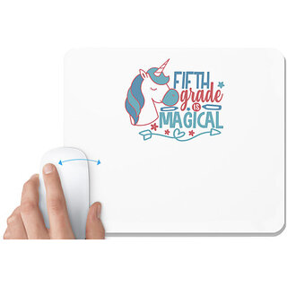                       UDNAG White Mousepad 'Teacher Student | 5th grade is magical' for Computer / PC / Laptop [230 x 200 x 5mm]                                              