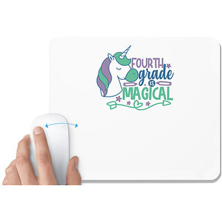                       UDNAG White Mousepad 'Teacher Student | 4th grade is magical' for Computer / PC / Laptop [230 x 200 x 5mm]                                              