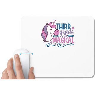                       UDNAG White Mousepad 'Teacher Student | third grade is magical' for Computer / PC / Laptop [230 x 200 x 5mm]                                              
