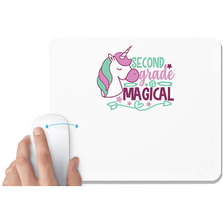                       UDNAG White Mousepad 'Teacher Student | 2nd grade is magical' for Computer / PC / Laptop [230 x 200 x 5mm]                                              