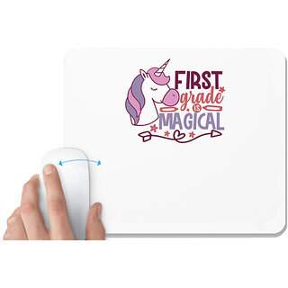                       UDNAG White Mousepad 'Teacher Student | first grade is magical' for Computer / PC / Laptop [230 x 200 x 5mm]                                              
