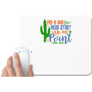                       UDNAG White Mousepad 'Teacher Student | pre-k and heart start are on point' for Computer / PC / Laptop [230 x 200 x 5mm]                                              