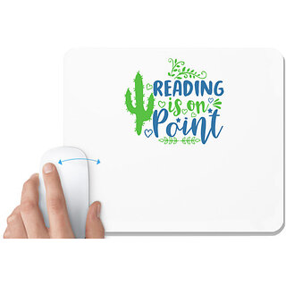                       UDNAG White Mousepad 'Reading | reading is on point' for Computer / PC / Laptop [230 x 200 x 5mm]                                              