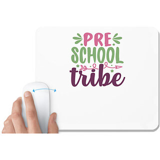                       UDNAG White Mousepad 'Teacher Student | pre-school tribe' for Computer / PC / Laptop [230 x 200 x 5mm]                                              