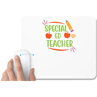                       UDNAG White Mousepad 'Teacher Student | Special ed teacher' for Computer / PC / Laptop [230 x 200 x 5mm]                                              