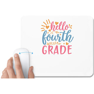                       UDNAG White Mousepad 'Teacher Student | hello fourth gradee' for Computer / PC / Laptop [230 x 200 x 5mm]                                              