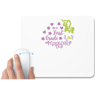                       UDNAG White Mousepad 'Teacher Student | First grade is magical copy' for Computer / PC / Laptop [230 x 200 x 5mm]                                              