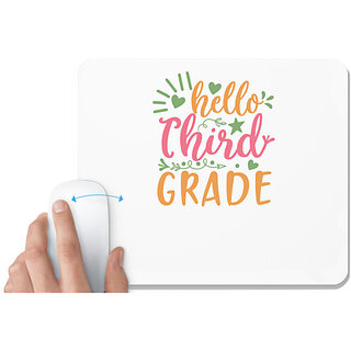                       UDNAG White Mousepad 'Teacher Student | hello third gradee' for Computer / PC / Laptop [230 x 200 x 5mm]                                              