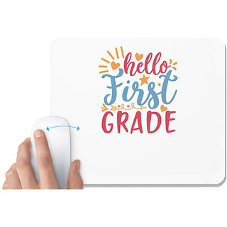                       UDNAG White Mousepad 'Teacher Student | hello first gradee' for Computer / PC / Laptop [230 x 200 x 5mm]                                              