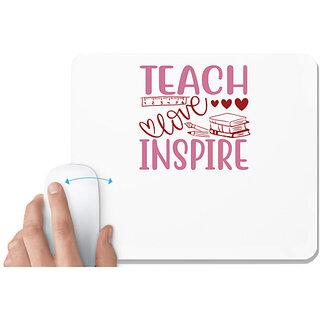                       UDNAG White Mousepad 'Teacher Student | Teach love inspiree' for Computer / PC / Laptop [230 x 200 x 5mm]                                              