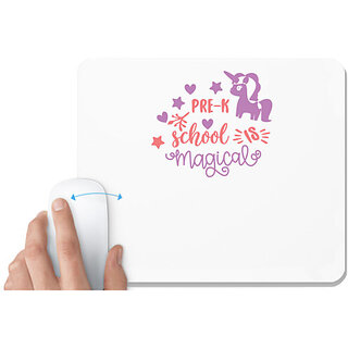                       UDNAG White Mousepad 'Teacher Student | Pre-k school is magical' for Computer / PC / Laptop [230 x 200 x 5mm]                                              