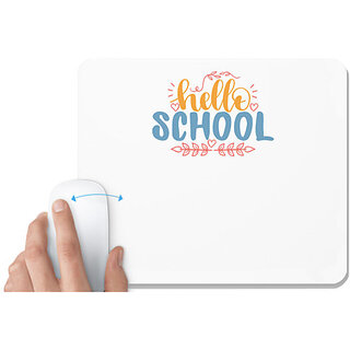                       UDNAG White Mousepad 'Teacher Student | hello school' for Computer / PC / Laptop [230 x 200 x 5mm]                                              